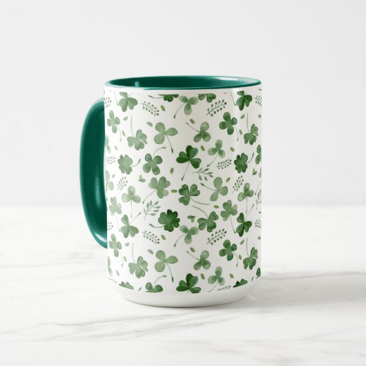 Soft Waterverf Shamrock Pattern Mok (Voorkant links)