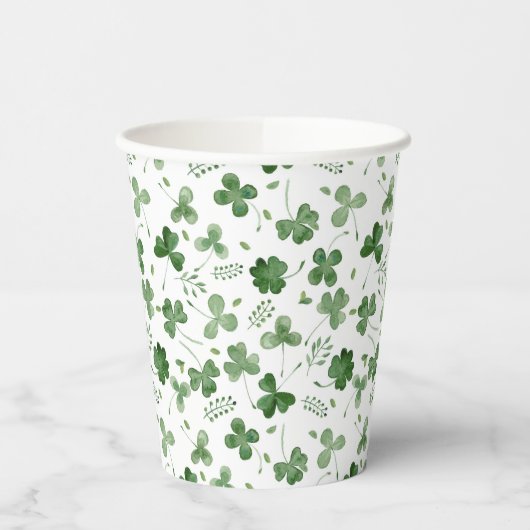 Soft Waterverf Shamrock Pattern Papieren Bekers (Links)