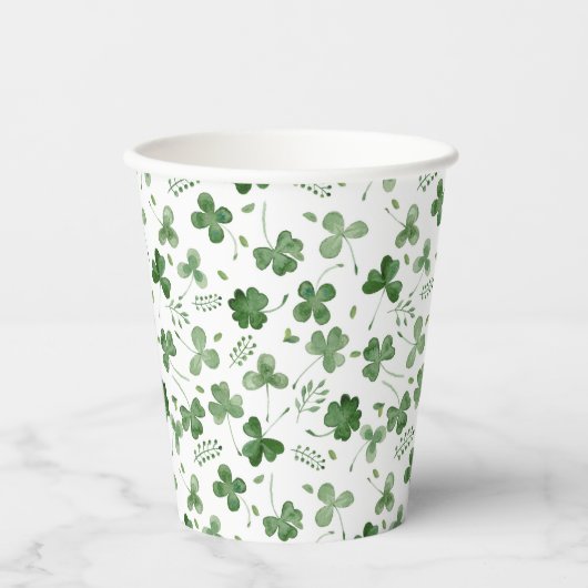 Soft Waterverf Shamrock Pattern Papieren Bekers (Voorkant)