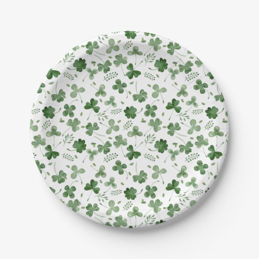 Soft Waterverf Shamrock Pattern Papieren Bordje (Voorkant)