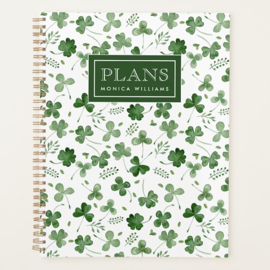 Soft Waterverf Shamrock Pattern Planner (Voorkant)