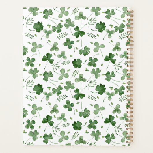 Soft Waterverf Shamrock Pattern Planner (Achterkant)