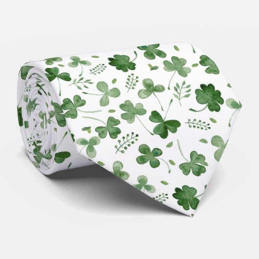 Soft Waterverf Shamrock Pattern Stropdas (Opgerold)