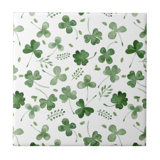 Soft Waterverf Shamrock Pattern Tegeltje (Voorkant)