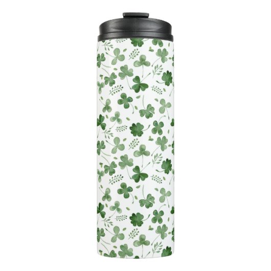 Soft Waterverf Shamrock Pattern Thermosbeker (Voorkant)