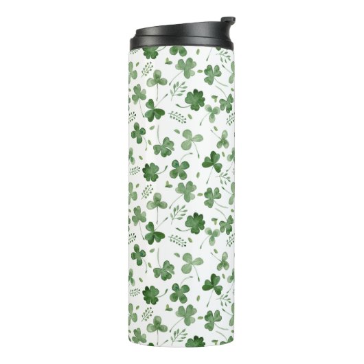 Soft Waterverf Shamrock Pattern Thermosbeker (Gedraaid links)