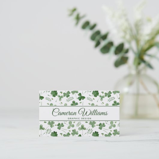 Soft Waterverf Shamrock Pattern Visitekaartje (Staand voorkant)