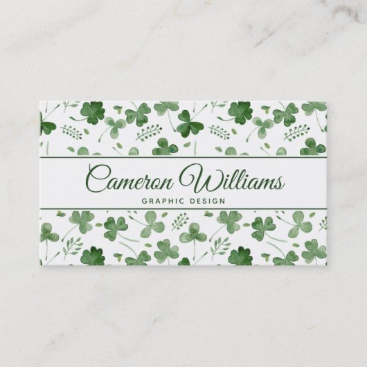 Soft Waterverf Shamrock Pattern Visitekaartje (Voorkant)