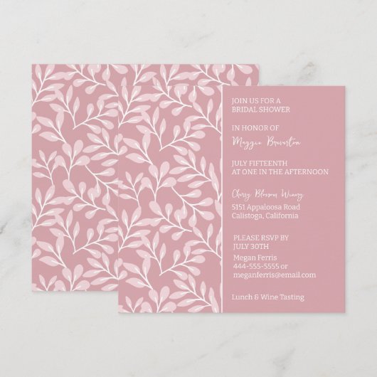 Soft White Botanical Bridal Shower Invitation Kaart (Voorkant / Achterkant)