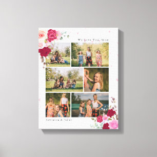 Soft White Botanical Floral Ma 6 Foto Collage Canvas Afdruk