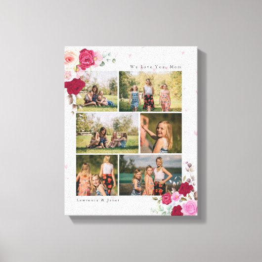 Soft White Botanical Floral Ma 6 Foto Collage Canvas Afdruk (Voorkant)