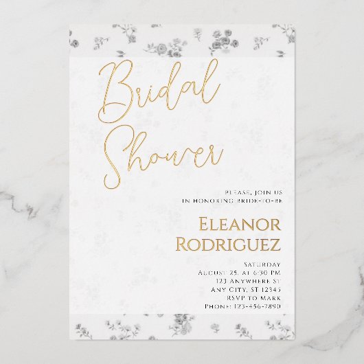 Soft White Bridal Shower Invite Folie Uitnodiging (Voorkant)