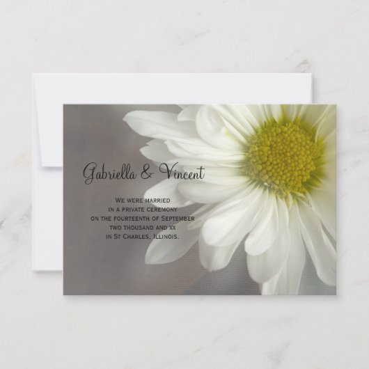 Soft White Daisy Marriage/Elopement Announement Aankondiging (Voorkant)