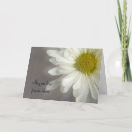 Soft White Daisy on Grey Wedding Invitation Kaart