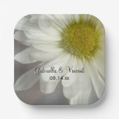 Soft White Daisy on Grey Wedding Papieren Bordje (Voorkant)