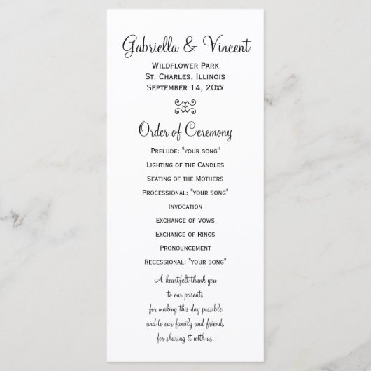 Soft White Daisy on Grey Wedding Programs (Grijze  Programmakaart (Achterkant)