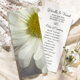 Soft White Daisy on Grey Wedding Programs (Grijze  Programmakaart