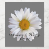 Soft White Daisy on Grey Wedding Wijn Etiket (Enkel label)