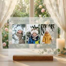 Soft White Family Minimalist 3 Photos Collage Acryl Bord