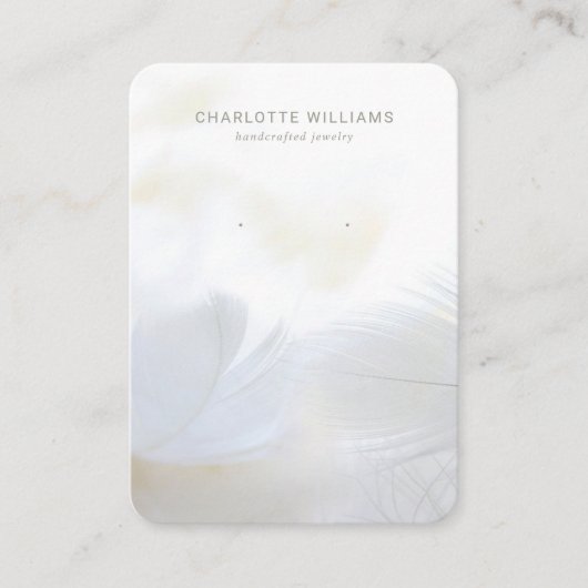 Soft White Feather Jewelry Display Kaart Visitekaartje (Voorkant)