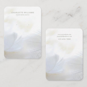 Soft White Feather Jewelry Display Kaart Visitekaartje