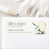 SOFT WHITE FLORAL FIRST HOLY COMMUNION ADRES ETIKET (Insitu)