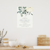 SOFT WHITE FLORAL FIRST HOLY COMMUNION WELKOM POSTER (Keuken)