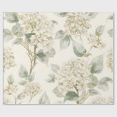Soft White Hydrangea Floral Pattern Cadeaupapier (Vlak)