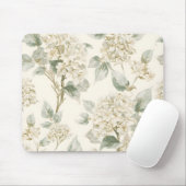 Soft White Hydrangea Floral Pattern Muismat (Met muis)