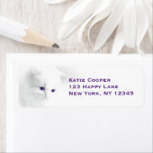 Soft White Kitten met Paarse ogen Etiket (Insitu)