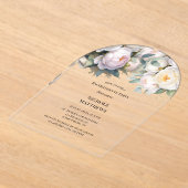 Soft White Peony with Eucalyptus Bachelorette Acryl Uitnodigingen (Laagn)