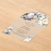 Soft White Peony with Eucalyptus Bachelorette Acryl Uitnodigingen (Laagn)