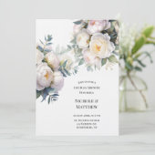 Soft White Peony with Eucalyptus Couples Shower Kaart (Staand voorkant)