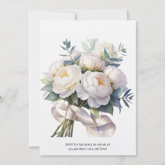 Soft White Peony with Eucalyptus Couples Shower Kaart (Achterkant)