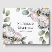 Soft White Peony with Eucalyptus Leaves Wedding Gastenboek (Voorkant)