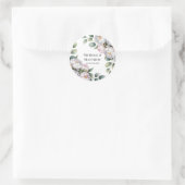 Soft White Peony with Eucalyptus Leaves Wedding Ronde Sticker (Tas)