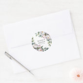 Soft White Peony with Eucalyptus Leaves Wedding Ronde Sticker (Envelop)