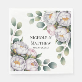Soft White Peony with Eucalyptus Leaves Wedding Servet