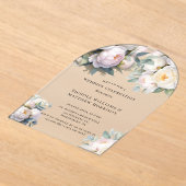 Soft White Peony with Eucalyptus Wedding Acryl Uitnodigingen (Laagn)