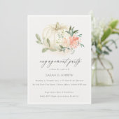 Soft White Pumpkin Blush Floral Verloving Invite Bedankkaart (Staand voorkant)