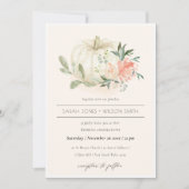 Soft White Pumpkin Blush Floral Wedding Invite Bedankkaart (Voorkant)