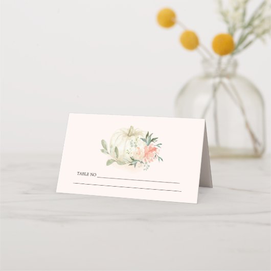 Soft White Pumpkin Blush Floral Wedding Plaatskaartje (Achterkant)