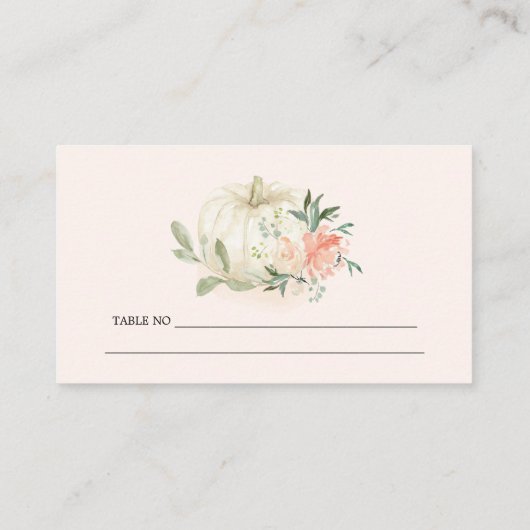 Soft White Pumpkin Blush Floral Wedding Plaatskaartje (Achterkant)