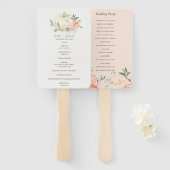 Soft White Pumpkin Blush Floral Wedding Programme Handwaaier (Voorkant en achterkant)