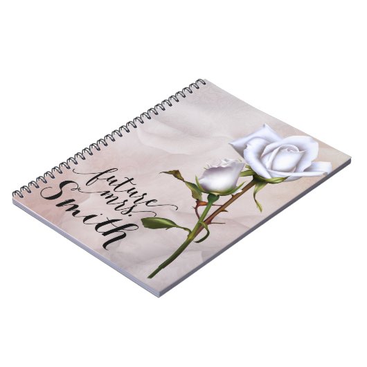 Soft White Roses Elegant Shabby Chic Future Mrs. Notitieboek (Linkerzijde)