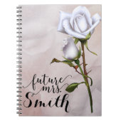 Soft White Roses Elegant Shabby Chic Future Mrs. Notitieboek (Voorkant)