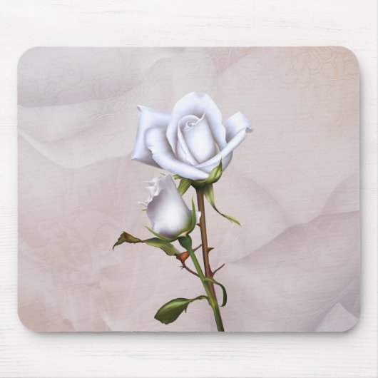 Soft White Roses Elegant Shabby Chic Muismat (Voorkant)