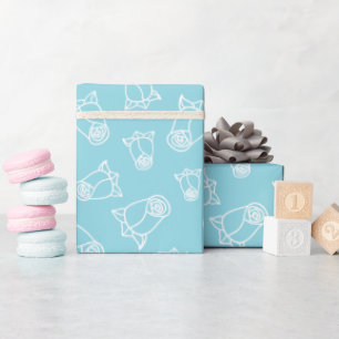 Soft White Roses Wedding Party Lichtblauw Naadloos Cadeaupapier