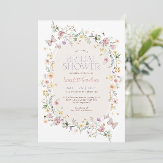 Soft Wildflower Butterfly Garden Vrijgezellenfeest Kaart (Staand voorkant)