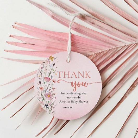 Soft Wildflower Dank u Bedankjes Labels